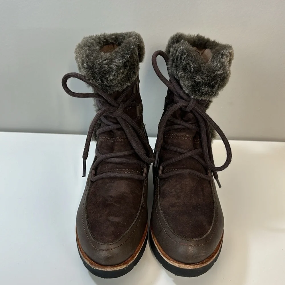 Earth‎ Waterproof Zurich Basel Brown Leather And Faux Fur Boots Size 8